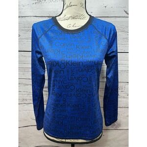 Calvin Klein small upf‎ 40+ long sleeve blue and black top - 3152